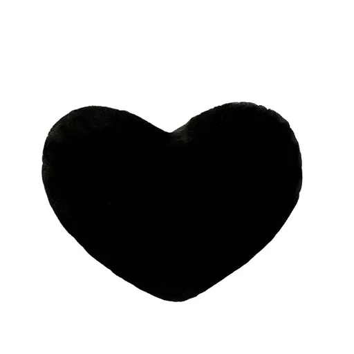 Heart Shaped Throw Pillow, 12 Inch Pink Decorative Pillow with Insert for Couch Sofa Living Room Bedroom Aesthetic Decor, Soft Plush Heart Cushion, Black