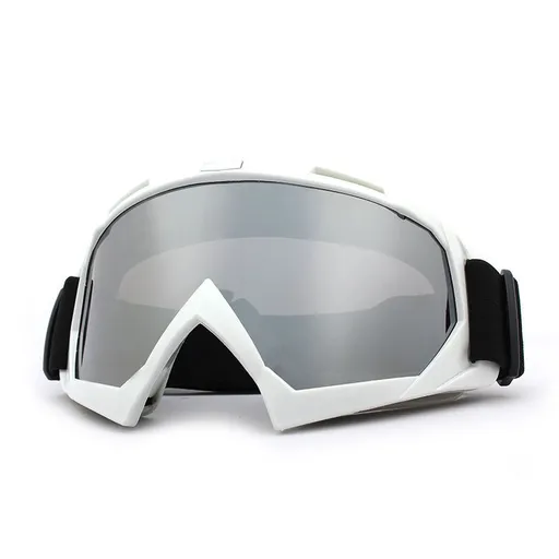 Motorcycle Motocross Goggles, White Dirt Bike ATV MTB Riding Protective Eyewear - Silver