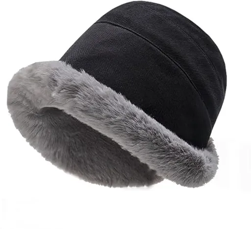 Women's Winter Hat - hat - Cold weather - Extreme warmth and wind protection - Fleece-lined interior - Wide brim design - Thick insulated material for snow-black