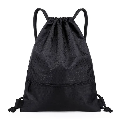 Drawstring Backpack Bag, Waterproof Draw String Back Sack with Zip Pocket, Gym Drawstring Bags Swim Bag for Men Women