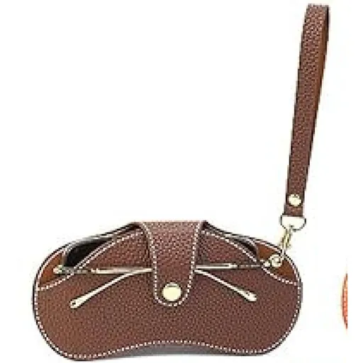 Soft Leather Sunglasses Bag, Portable Glasses Pouch, Outdoor Soft Glasses Case with Wrist Strap for Women Men