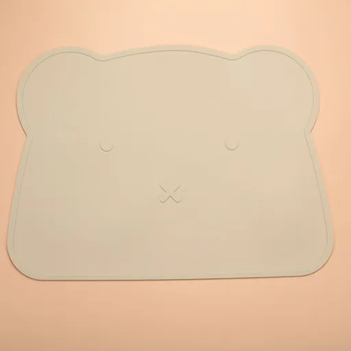 Silicone Placemats for Dining Table, Washable Easy Plate Mat Bear Placemat for Kids Dinner Easy to Clean Pet Placemat(Brown)