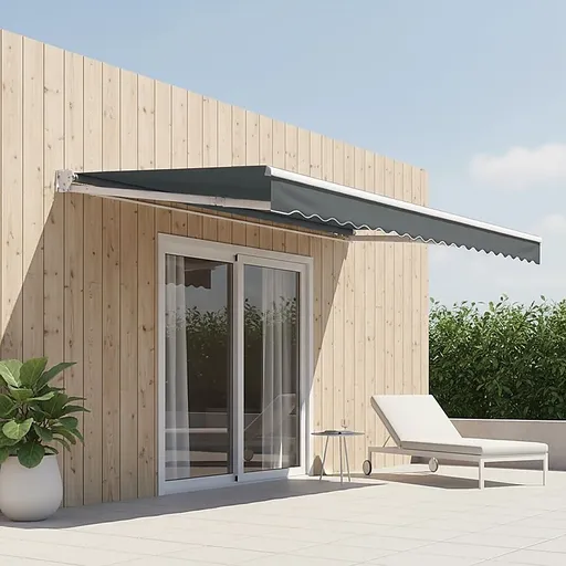Motorised Retractable Awning – 5.0x3.0m Grey Outdoor Shade