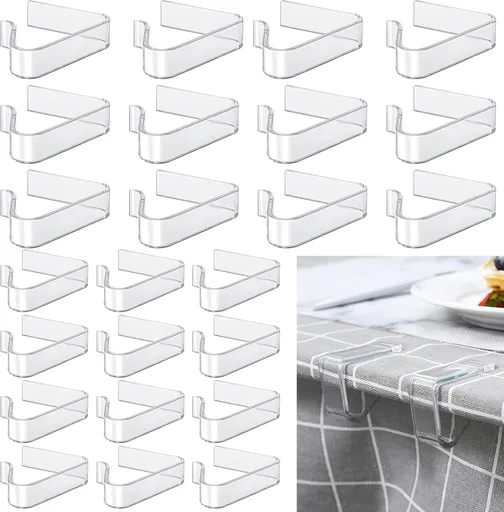 Table Cloth Clips, 24PCS Plastic Transparent Picnic Tablecloth Clips Large Windproof for Christmas Home Wedding Party Indoor Outdoor Camping(2 Sizes)