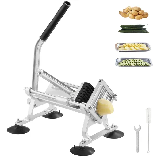 Commercial Vegetable Slicer 3/8 Inch Manual Fruit and Vegetable Cutter Stainless Steel Aluminum Alloy Slicing Machine with Non Slip Feet for Potatoes Onions Radishes Lemons