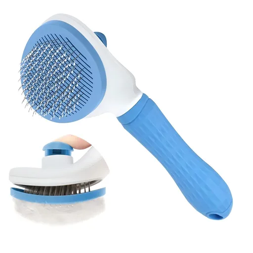 Dog Cat Shedding Brush, Self Cleaning Deshedding Tool for Undercoat, Grooming Rake for Long Short Hair Pets, Skin Friendly Fur Remover
