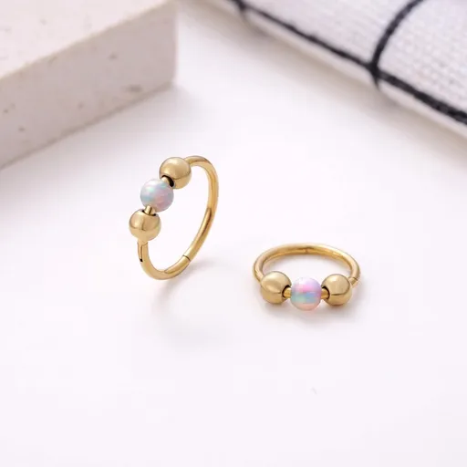 Kvekstio Opal Nose Ring Set for Women, Stainless Steel Septum Noses Body Piercing Jewelry, Cartilage Nosing Rings