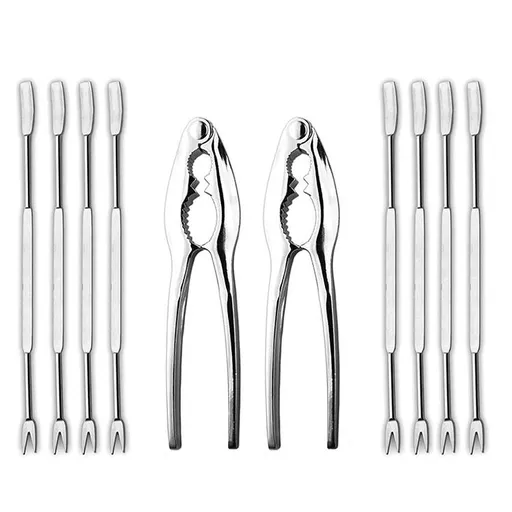Lobster Crackers and Picks Set, 10-Piece Crab Leg Cracker Tools - Stainless Steel Seafood Crackers & Forks Nut Cracker Set