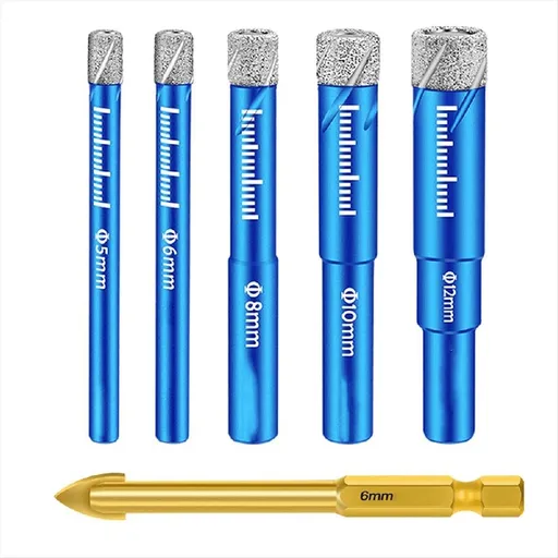 5PCS Dry Diamond Core Drill Bits Set for Porcelain Tile, Ceramic Drill Bits for Glass Hard Materials, Ceramic