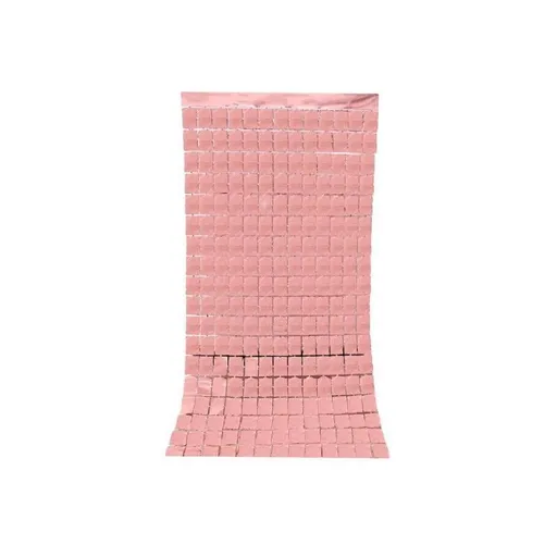 Rectangle Tinsel Curtain Shimmer Wall Backdrop 2M Length Party Decoration Sequin - Rose Gold