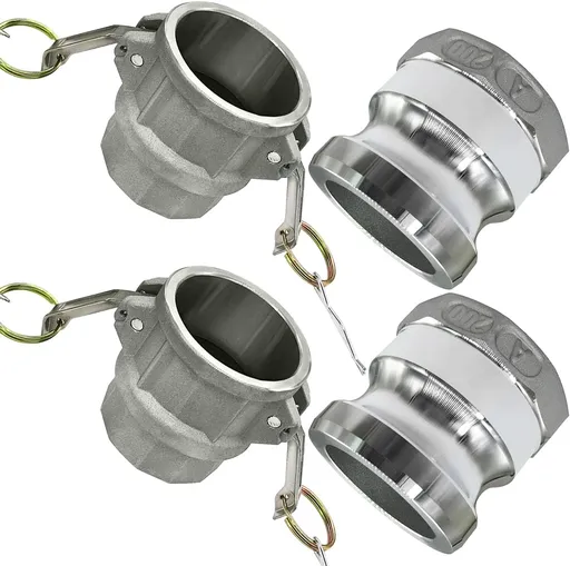 Aluminum Cam Lock Fittings (Part D+Part A) Cam and Groove Hose Fitting, 1 Female Coupler x 1 Female NPT with 1 Plug x 1 NPT Female Threaded Adapter(Set of 2)