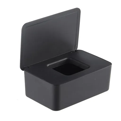 Black Wet Wipes Dispenser 18x11x7cm Dustproof Multifunctional