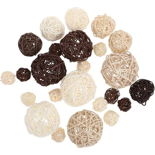 vine decor 24pcs Nature Wicker Rattan Decorative Orbs Vase Fillers Christmas Tree Ornaments Wedding Hanging,2.76"X2.76"X2.76