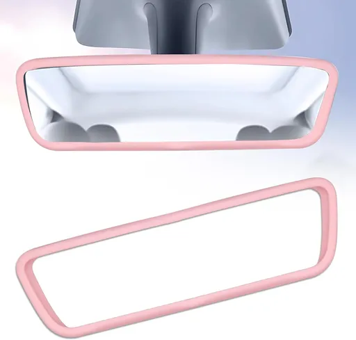 Rear View Mirror Cover Accessories, Car Protector Frame Silicone Automotive Mirror Frame Compatible with Modol 3 Y, Pink Car Accessories (Pink)