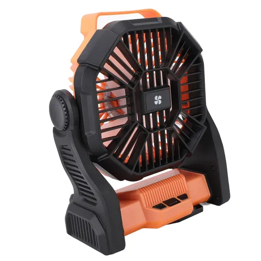 Outdoor Camping Fan Professional Efficient USB Rechargeable Tent Fan Camping Fan with LED Lantern for Camping Outdoor Orange
