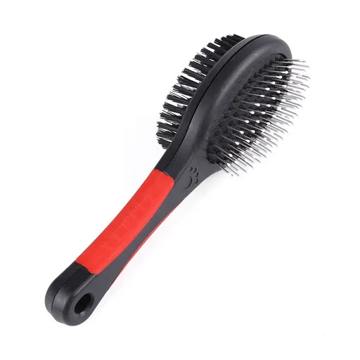 Double Sided Pet Brush,Professional Double Sided Pin & Bristle Bamboo Brush for Dogs & Cats,Protection Salon Grooming (L)