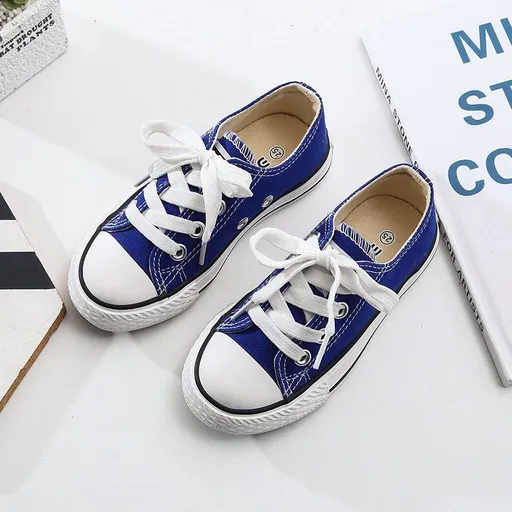 OPOEE Kids Canvas Shoes Low Top Lace Up Royal Blue 36