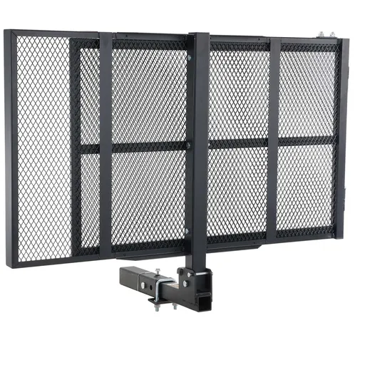 Hitch Mount Wheelchair Carrier 45.3" x 25.6", 500LBS Mobility Scooter Carrier with Folding Ramp, Iron Trailer Hitch Rack Basket with Stabilizer, Straps, Fit 2" Hitch Receiver for SUV Van Car