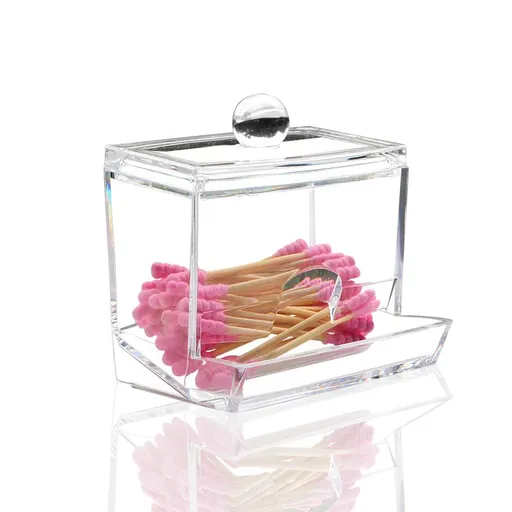 Holder Restroom Organizer,Acrylic Tip Storage Organizer,Cotton Swab Holder,Dispenser, Clear Cotton Ball Swab Holder Cotton Clear