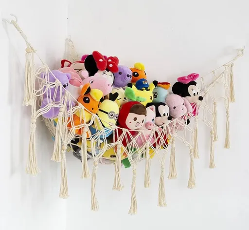 Toy Hammock - Net Bag - White - Hammocks - Stuffed Animal Hammock Storage Stuffed Animal Net Bag - Storage Bag - Toy Storage, Hammocks & Accessories - Cotton Rope Weaving - 104*104*155CM (Toys not included)