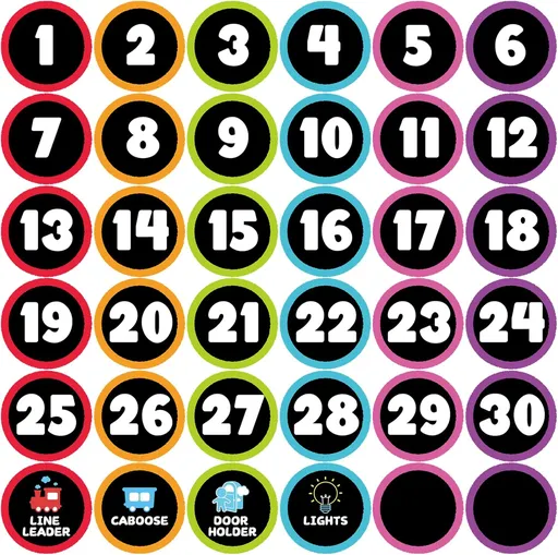 Line up Spots for Classroom Floor 36Pcs 4'' Number Stickers for Classroom Vinyl Line Up Floor Dot Sticker Floors Spots Markers Decal for Back to School Decor Kindergarten Preschool(Black&Color)