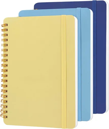 3 PCS Small Spiral Notebook 5x7, Notebooks for Note Taking, Blue Color Scheme Spiral Journal Notebook, Work Notebook Small Notebooks 5x7 with Strap, Cute Notebooks for Women 70 Sheets/Note Books