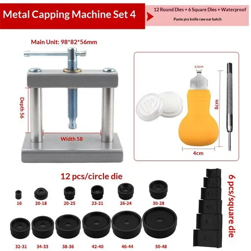 Watch Press Tool Set, Press Set Back Case Closer with 18 Molds, Watch Battery Replacement，Back Case Closer for Closing Caps, with Instructions