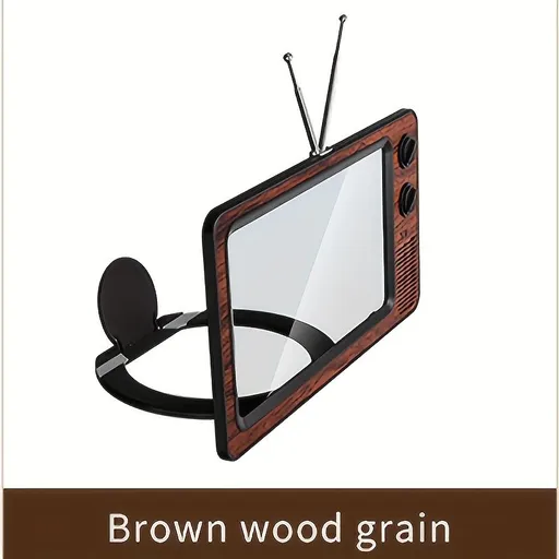 30.48 cm Cell Phone Screen Amplifier, Super Clear, Foldable, Portable, Eye Protection 3D Screen Amplifier, Creative Retro TV Shape for Mobile Devices Brown Wood Grain