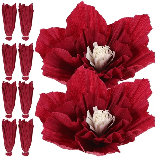 10Pcs Large Red Paper Flowers for Party Decoration Wedding and Birthday Adornment