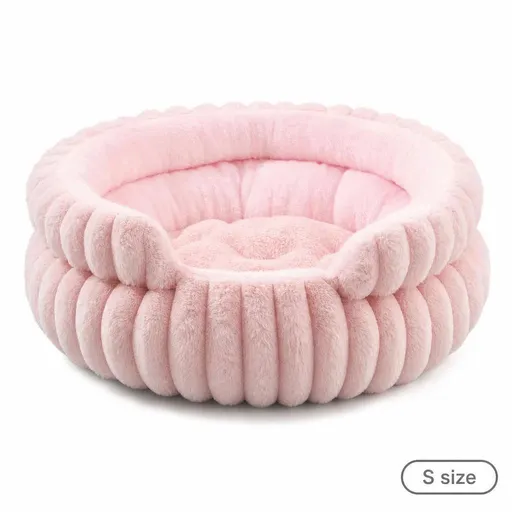 Cozy Four Season Notch Dog Bed, Pink M Size, Perfect Pet Relaxation Gift