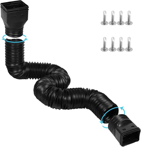 Gutter Downspout Extensions Flexible 4 Inch Diameter 11.5ft Black
