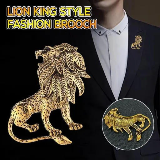 Antique Gold Lion Brooch Pin for Men and Women Vintage Suit Lapel Accessory