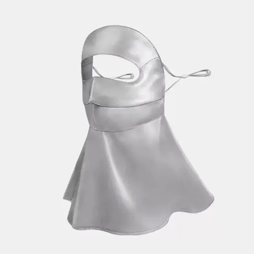 Long-Style Neck-Covering Silk Sun Protection Mask – Full-Face UV Blocking Mask for Cycling and Outdoor Activities (Gray)