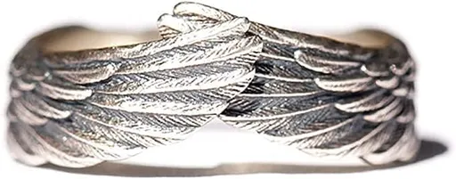 JZ.FZSEDQ Wings Ring Fashion Creative Feather Angel Ring Open Adjustable Guardian Ring for Women