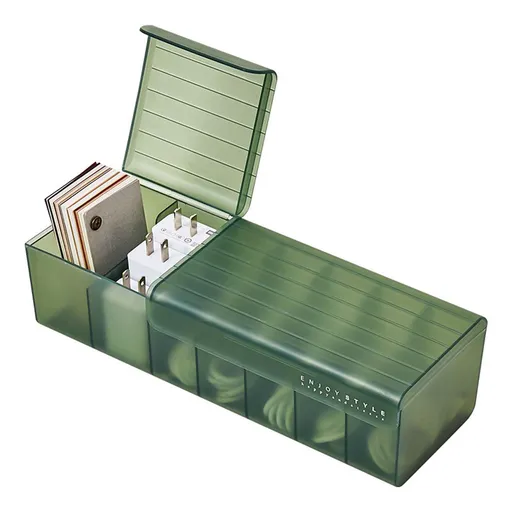 Data Cable Organizer Box, 7 Compartments Charge Cable Management Storage Box, USB Cord Sorter Desk Electronic Accessories Organizer and Storage, 11.4 Inches 11.4" as the picture shows