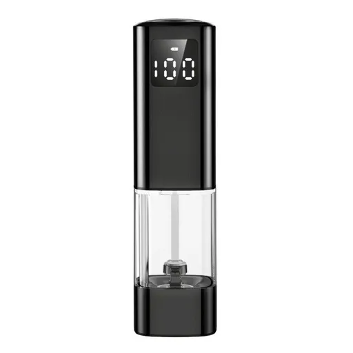 Type-C Rechargeable Electric Pepper Grinder, Digital Power Display Automatic Spice Mill—Black