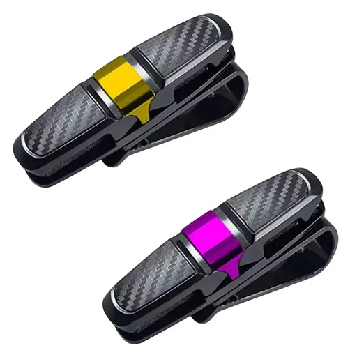 2 Pack Car Sunglasses Holder, Car Sunglasses Glasses Clip, Rotatable 180 Degrees with Ticket Card Clip Car Sun Visor Accessories
