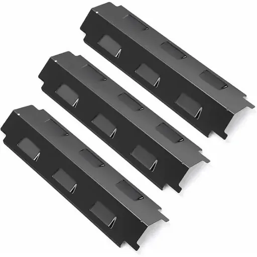 3 Pack Gas Grill Heat Plate Set, Porcelain Steel Burner Cover Replacement for Char-Broil and Kenmore Grills, 37 cm