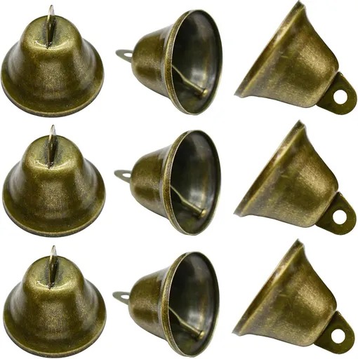 10 PCS Small Jingle Bells Bronze Vintage Mini (1.7"X 1.5") for Dog Potty Training,Dog Door Bell,Wedding, Dog Collar,Christmas Hallowmas Decoration