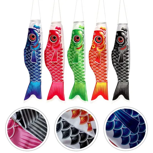 5 Pcs Japanese Carp Streamer Fish Flag Kite Hanging Decor for Japanese Sushi Bar Room (70x17cm) and long lasting use