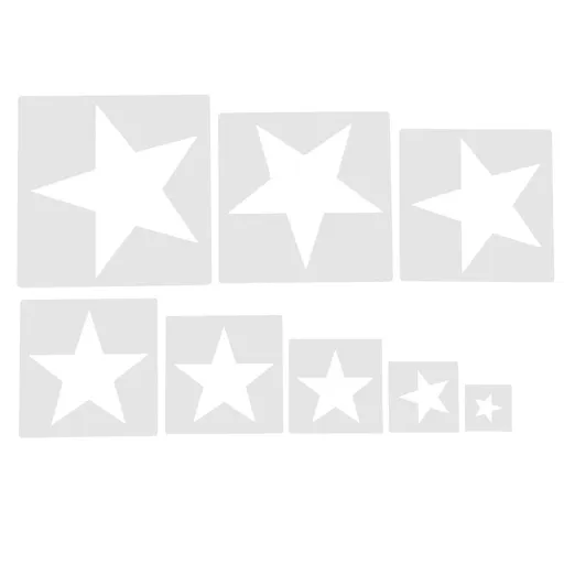 8 Pcs White Plastic Star Stencils for Painting Crafts, Holiday Decorations, Portable Spray Templates