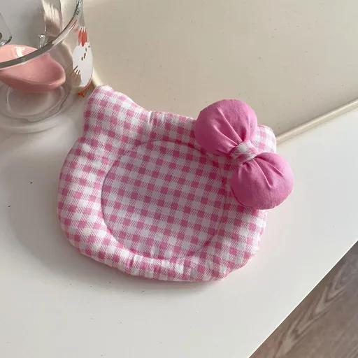 Korean INS Kitty Quilted Heat Insulation Mat Cute Fabric Kitchen Pad Pink Plaid