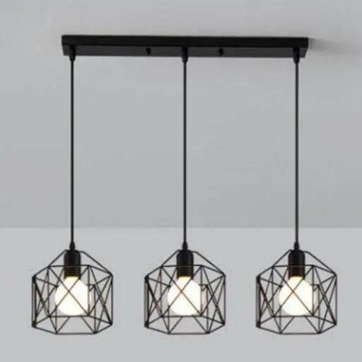 Pendant Light Modern Simple Style Industrial Robust Small Chandelier Hanging Light for Bedroom Aisle 3 Headed Straight Plate No Bulb