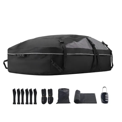Car Rooftop Cargo Carrier Bag, 21 Cubic Feet Cargo Carrier for Car Roof, 100% Waterproof 900D Oxford Cloth Roof Luggage Bag for All Vehicle with/without Rack- with Lock, Non-Slip Mat, Door Hooks