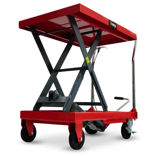 Scissor Lift Table Hydraulic Trolley Heavy-Duty 500kg Load Capacity Adjustable Height 27cm to 87cm