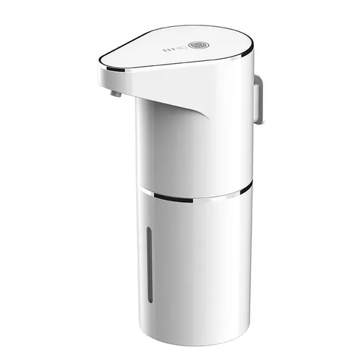 Automatic Foaming Soap Dispenser, Rechargeable Hand Free Pump Soap Dispenser Electric Dispenser for Bathroom Countertop, Kitchen 350mL（white,19.3*11.6*7.5cm)