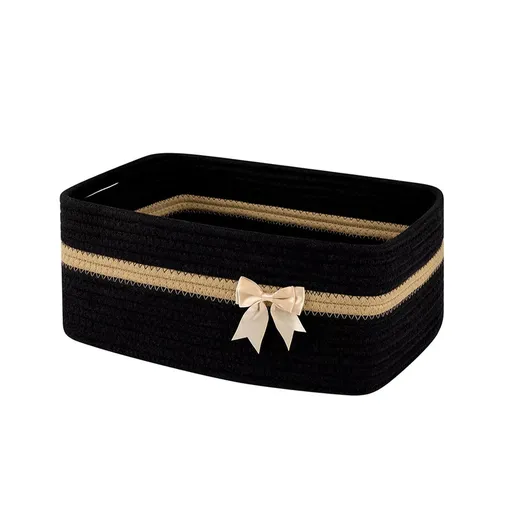 Large Woven Storage Basket with Handles, Decorative Organiser for Gifts, Toys, Blankets, Shelves and Living Room Storage, Black