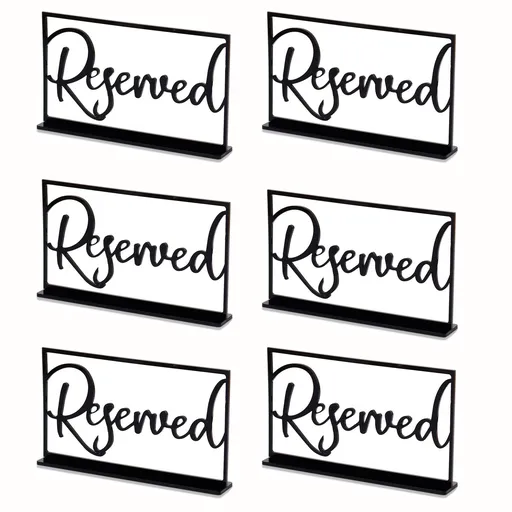 6 Piece Acrylic Reserved Signs for Wedding Party Table Seating 17 x 10 cm Clear