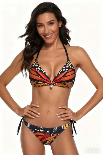 Butterfly Print Bikini 2026 New Creative Design Deep V Sexy Swimsuit Size M