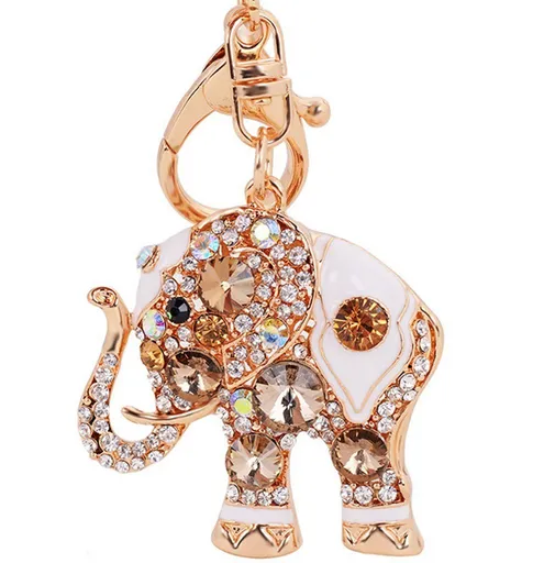 (Champagne Gold)Crystal Keychain Lovely Handbag Decoration Car Key Decoration for Womens and Girls